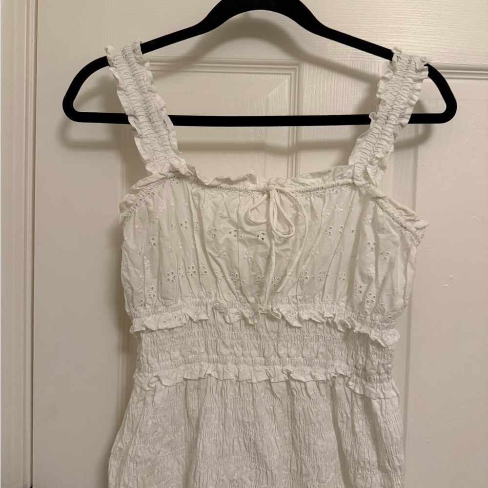 Doen White Eyelet Ruffle Midi Dress - Picture 2 of 5